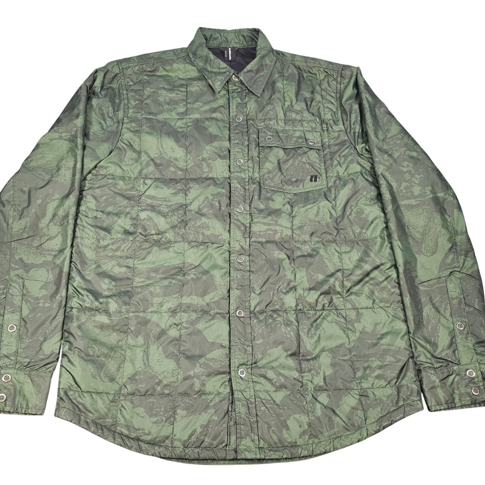 Armada Quilted Camo Button Down Shirt Jacket Men's Large Green Insulated - Picture 2 of 11
